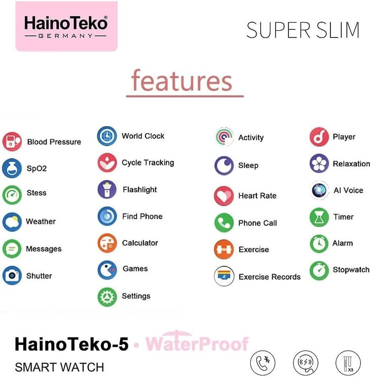 ساعت هوشمند سوپراسلیم هاینوتکو مدل HainoTeko-5 (با ضمانت اصل بودن کالا)