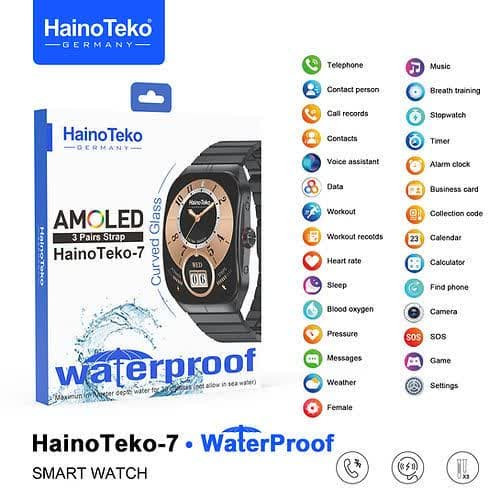 ساعت هوشمند هاینوتکو مدل HainoTeko-7 ضدآب همراه با صفحه آمولد ا HainoTeko-7 AMOLED (با ضمانت اصل بودن کالا)