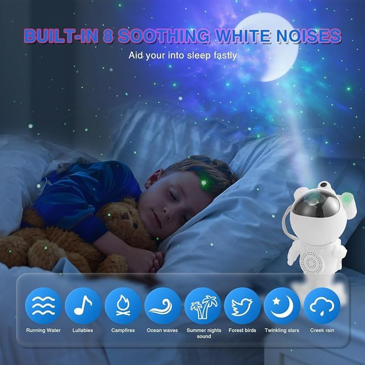 چراغ خواب پروژکتور کهکشانی فضانورد بلوتوث اسپیکردار مدل Galaxy projector night light