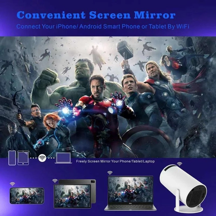 ویدئو پروژکتور Hy300 رم خور مدل کارتن طلایی اورجینال Ultra HD 4K