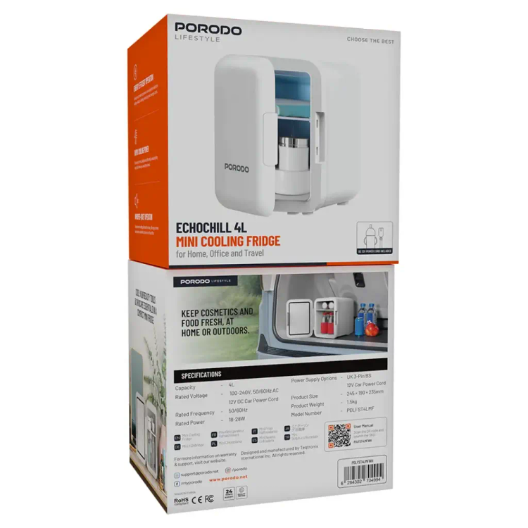 مینی یخچال 4 لیتری پرودو Porodo Lifestyle Echochill 4L Min Cooling Fridge,
