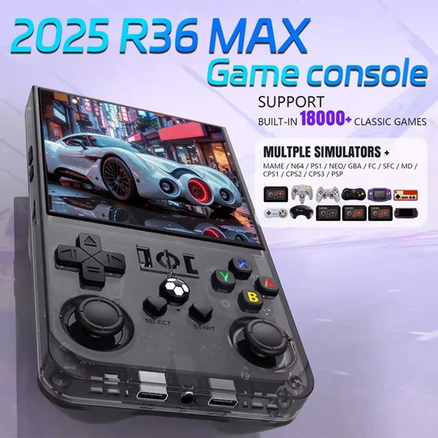 کنسول بازی دستی مدل R36Max با بیش از ۱۸۰۰۰ بازی و صفحه نمایش IPS