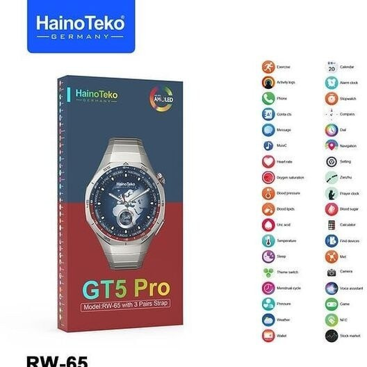 ساعت هوشمند هاینوتکو GT5 PRO مدل RW-65 دارای صفحه نمایش آمولد ا HainoTeko RW-65 Smart watch