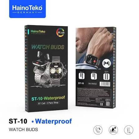 ساعت هوشمند ایرپاد دار هاینوتکو ضد آب و صفحه آمولد WATCH BUDS ST-10 WATERPROOF