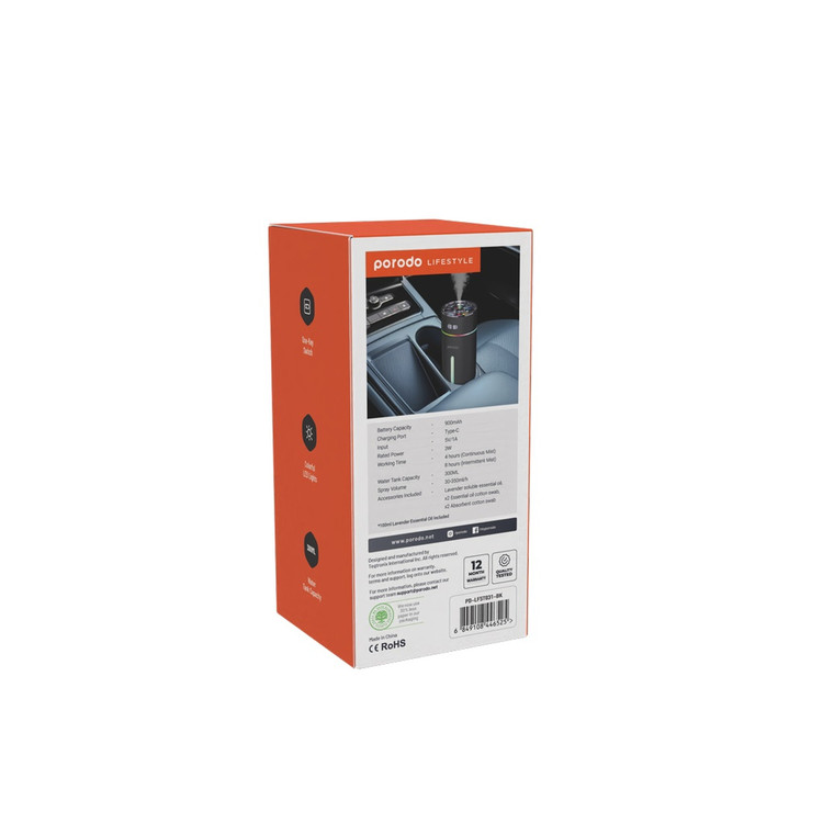 خوشبوکننده هوا پرودو مدل Porodo Lifestyle Portable Air Diffuser PD-LFST031-BK 300ml