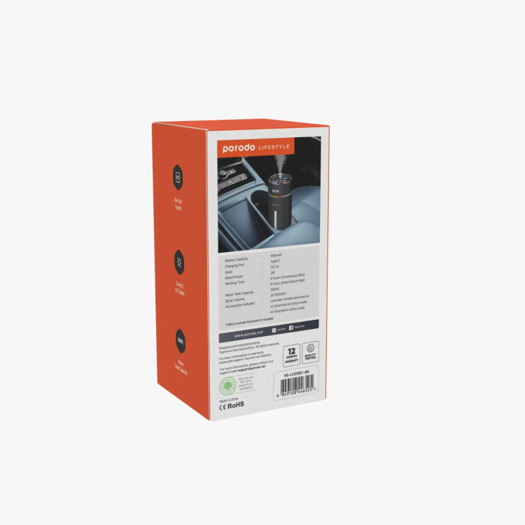 خوشبوکننده هوا پرودو مدل Porodo Lifestyle Portable Air Diffuser PD-LFST031-BK 300ml