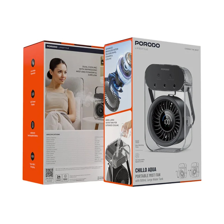 پنکه رومیزی پرودو Porodo Lifestyle Chillo Aqua PDLFSTZH26BK