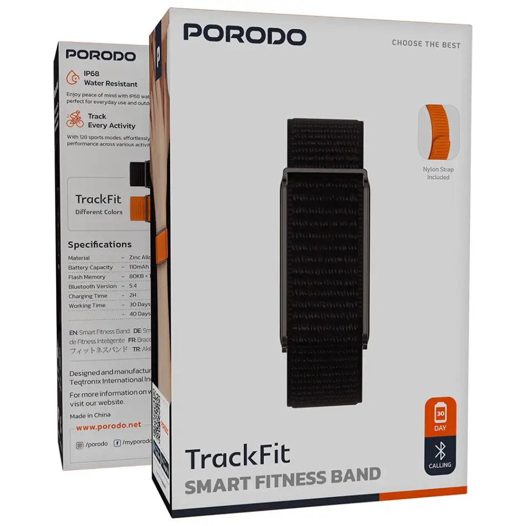 دستبند سلامت و ورزشی پرودو Porodo TrackFit Smart Fitness Band PDSB10625BK