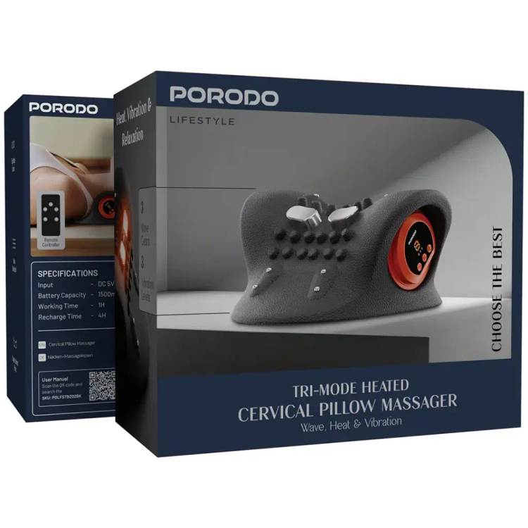 ماساژور گردن گرم شونده سه حالته پرودو مدل PDLFSTBZ02BK ا Porodo Lifestyle