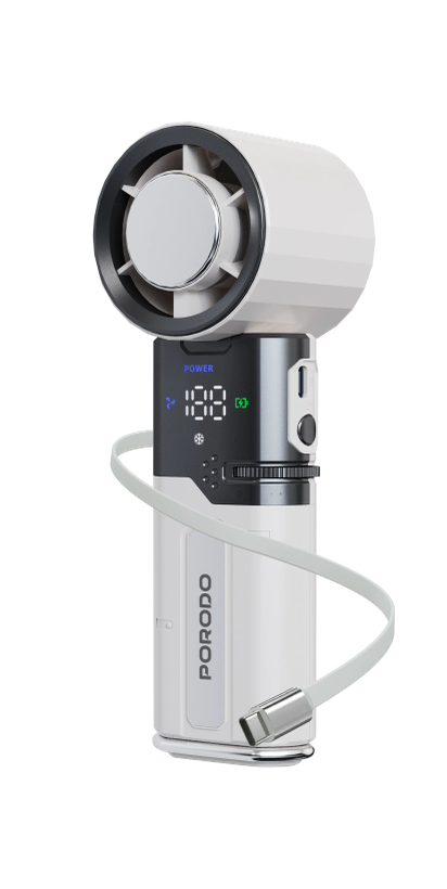 پنکه دستی شارژی پاوربانک دار ( 6000 میلی آمپر) پرودو مدل Porodo Chillo Plus-PDLFSTMF120