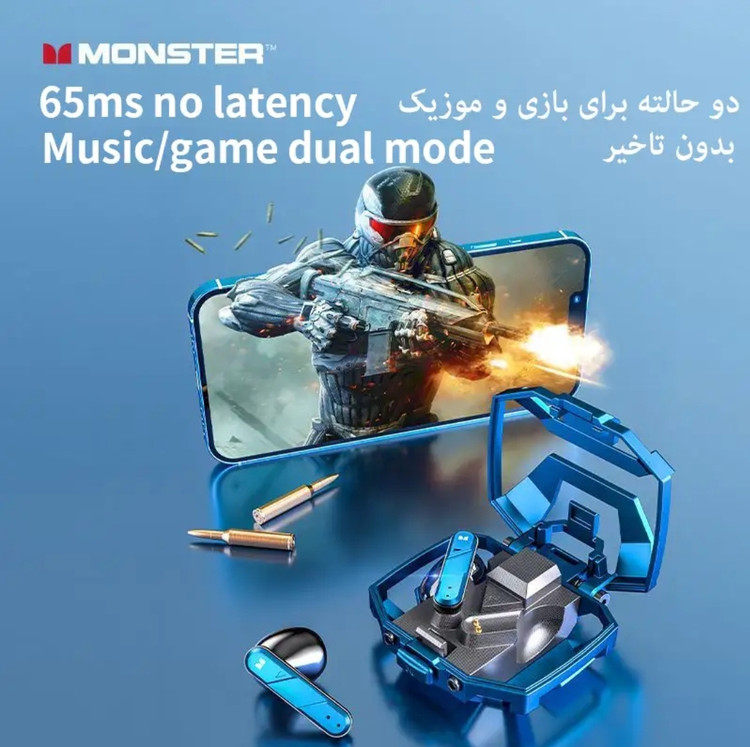ایرپاد گیمینگ مانستر هندزفری بلوتوثی مانستر مدل AirMars XKT09 Airpods gaming Monster