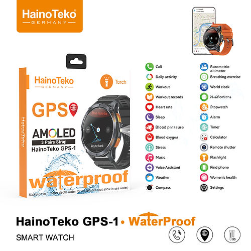ساعت هوشمند  ضد آب هاینوتکو مدل GPS-1 دارای GPS واقعی، AMOLED و باتری 20 روزه