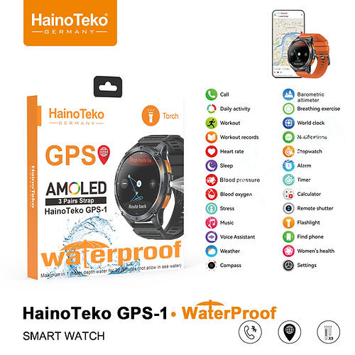 ساعت هوشمند ضد آب هاینوتکو مدل GPS-1 دارای GPS واقعی، AMOLED و باتری 20 روزه