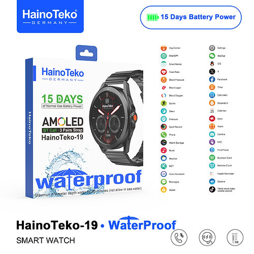 ساعت هوشمند آمولد ضدآب  هاینوتکو مدل HainoTeko-19 دارای تماس بلوتوثی و صفحه AMOLED