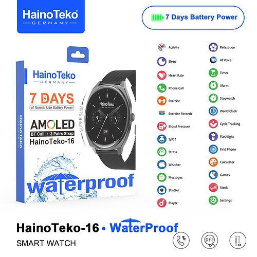 ساعت هوشمند سوپر اسلیم هاینوتکو مدل HainoTeko-16 فوق باریک ضدآب با قابلیت تماس بلوتوثی و باتری 7 روزه