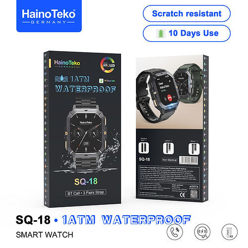 ساعت هوشمند ضدآب هاینوتکو SQ-18 مقاوم و ضدضربه دارای تماس بلوتوثی و صفحه AMOLED