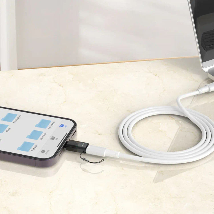 مبدل OTG شفاف پورودو مدل MINILINK با کانکتور USB-C به Lightning مدل PDCTOL50GY