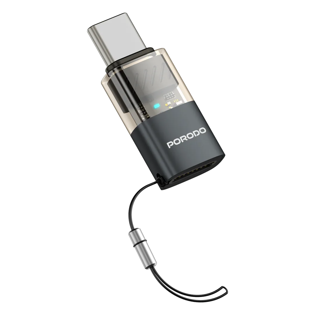 مبدل OTG شفاف پورودو مدل MINILINK با کانکتور Lightning به USB-C مدل PDLTOC50GY